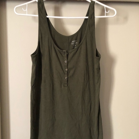 OLD NAVY TOP SLEEVELESS in OLIVE GREEN w/ BUTTONS - Picture 1 of 3